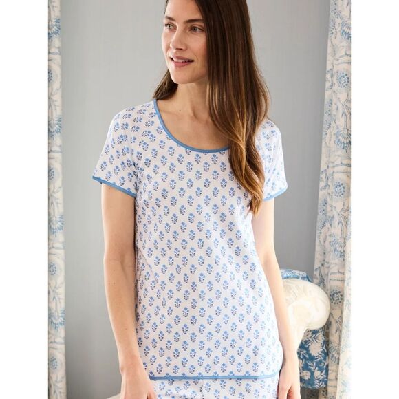 NWOT LAKE Pima cotton pj top in polar posey, Med $78 - Picture 2 of 8